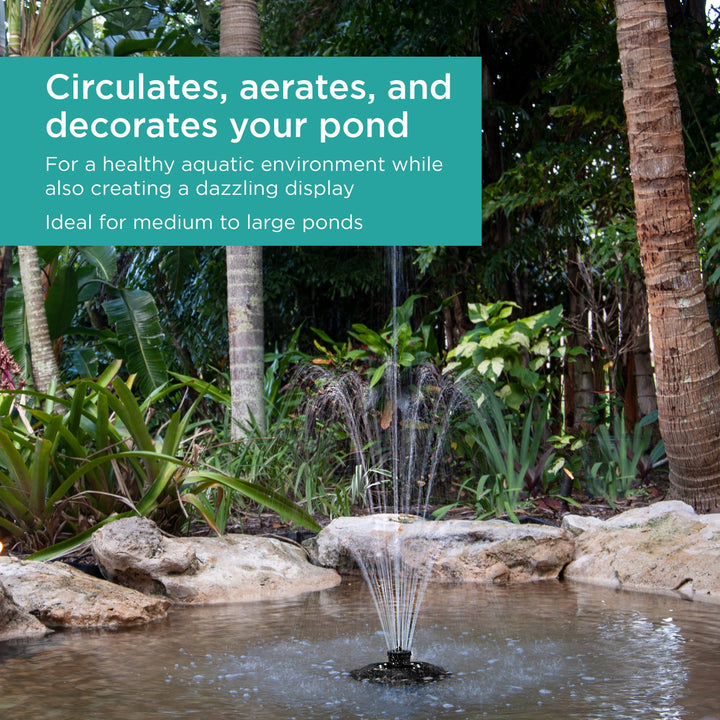 Floating Fountain aerating and circulating pond water