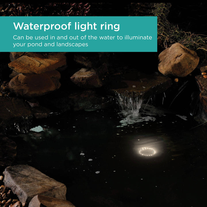 Light Ring shining at night in a pond