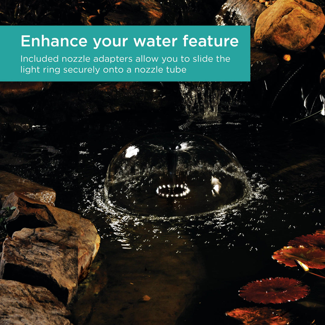 Light Ring shining at night in a pond