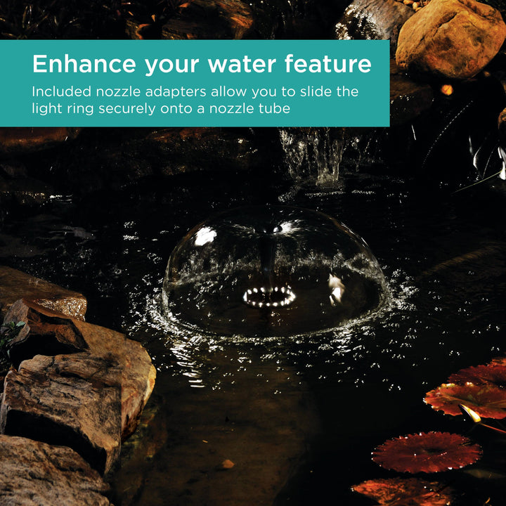 Light Ring shining at night in a pond