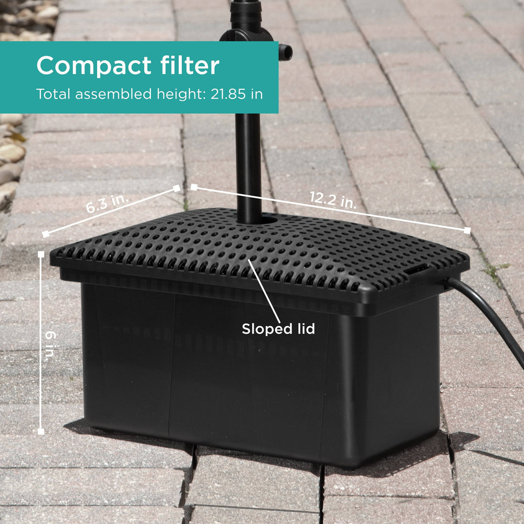 Complete Filter Kit with Pump features compact filter - size chart