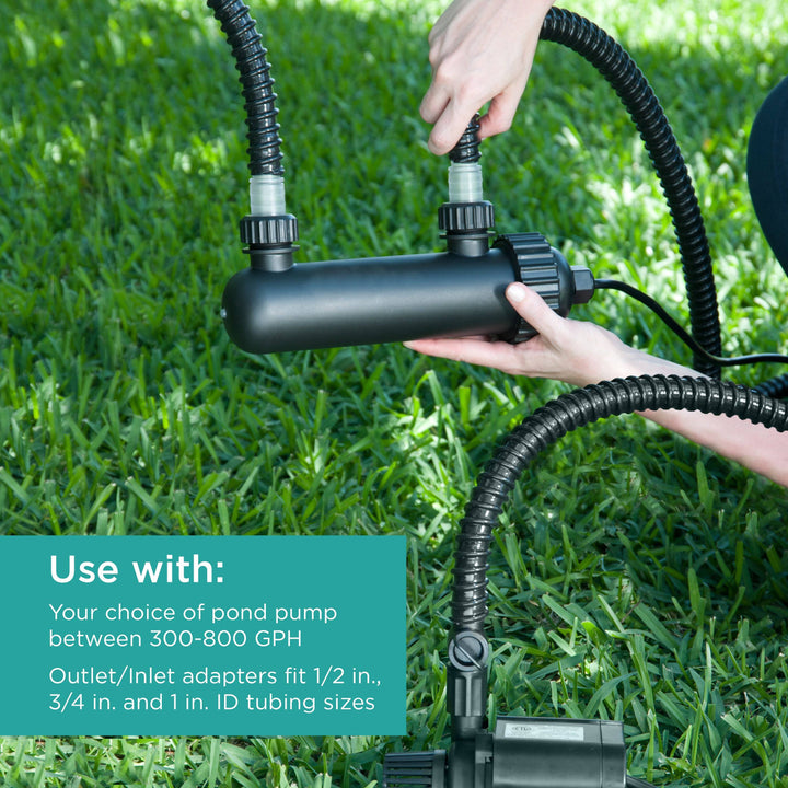Use with your choice of pond pump between 300 GPH – 800 GPH Â