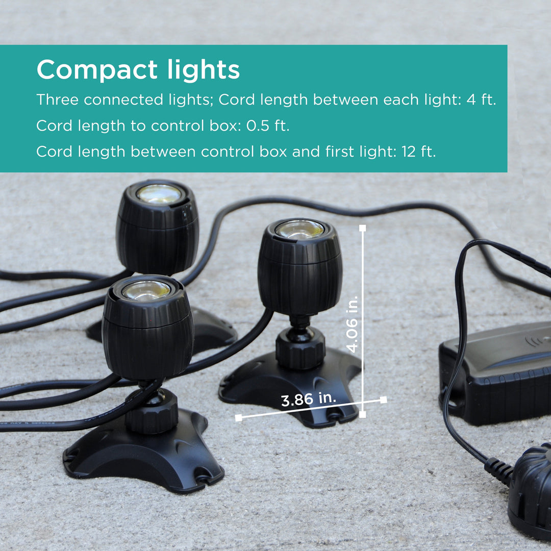 Color Changing Pond & Landscape LED Light Set features compact lights