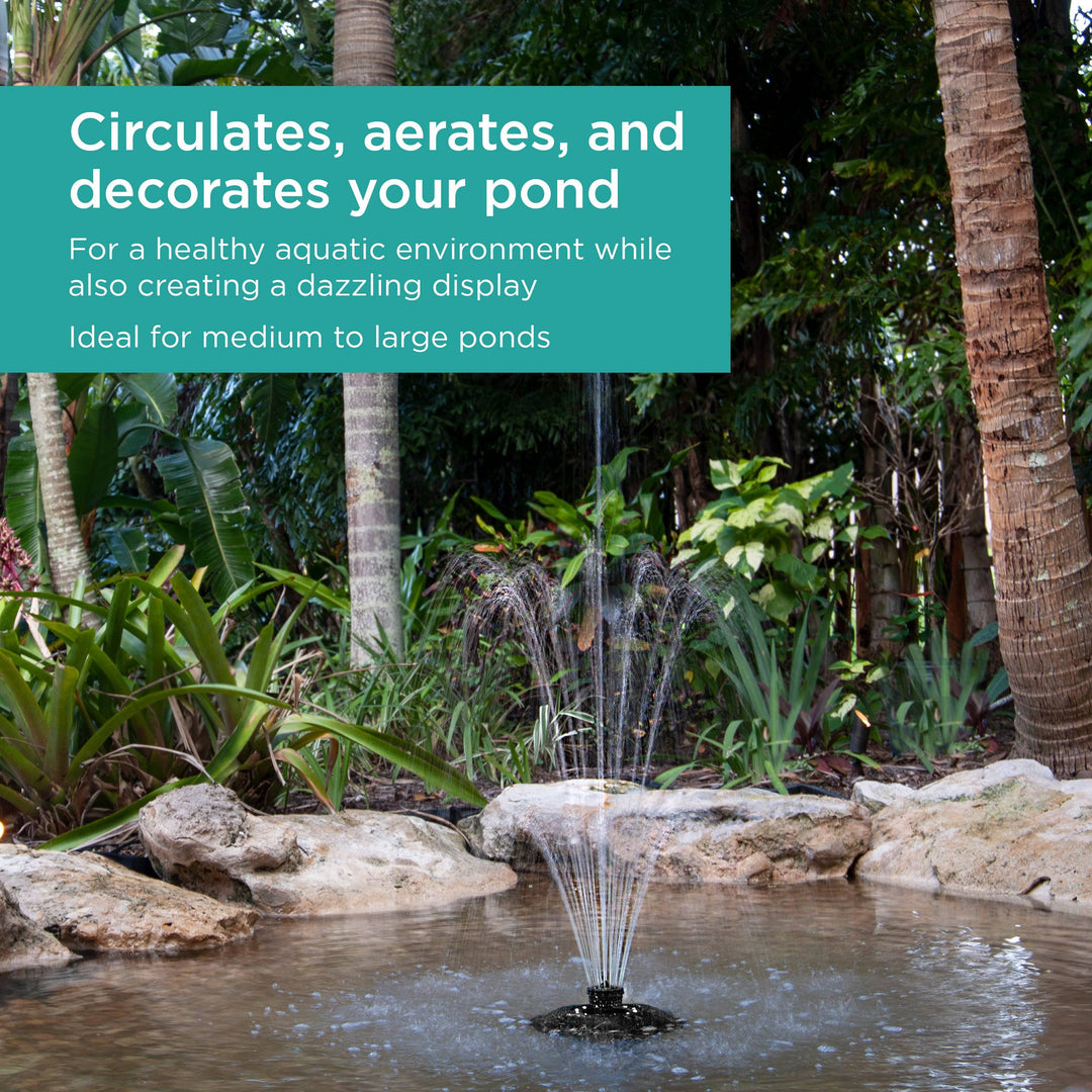 Floating Fountain aerating and circulating pond water