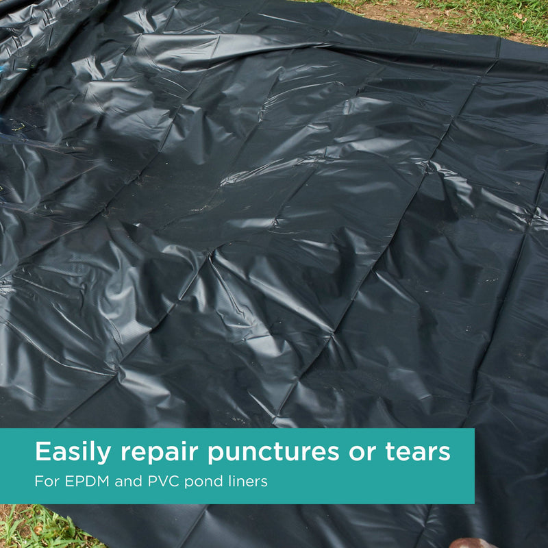Pond liner repair patch used on a PVC liner