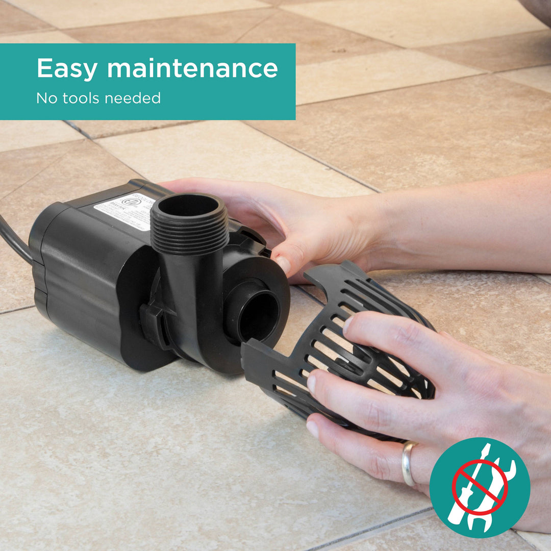2,000 GPH Waterfall Pump features easy maintenance - no tools necessary 