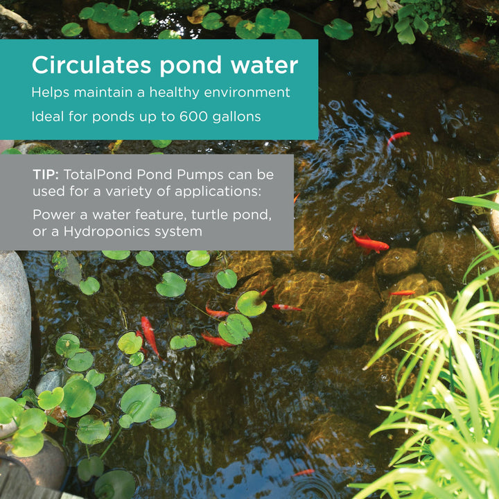 330 GPH Pond Pump circulates pond water