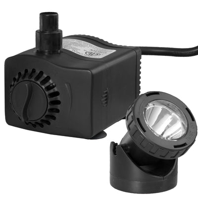 Fountain Pump with Low Water Shut-Off Feature & LED Light