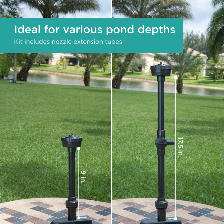 Nozzle Kit is ideal for various pond depths - includes nozzle extension tubes